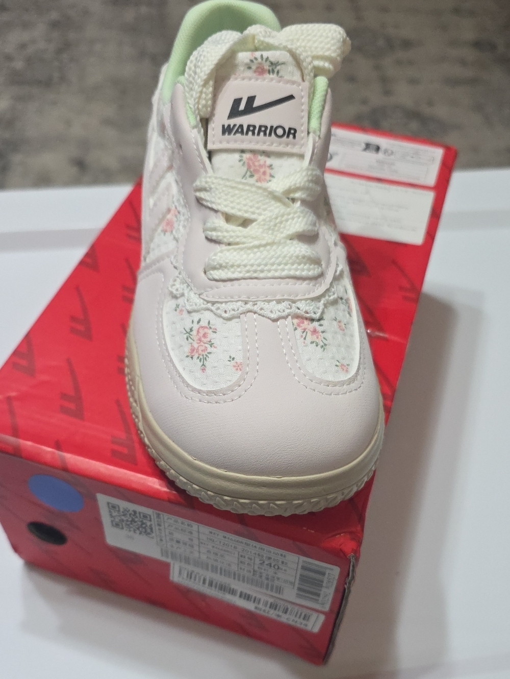 Warrior Kids Floral Pink Lace-Trim Sneakers